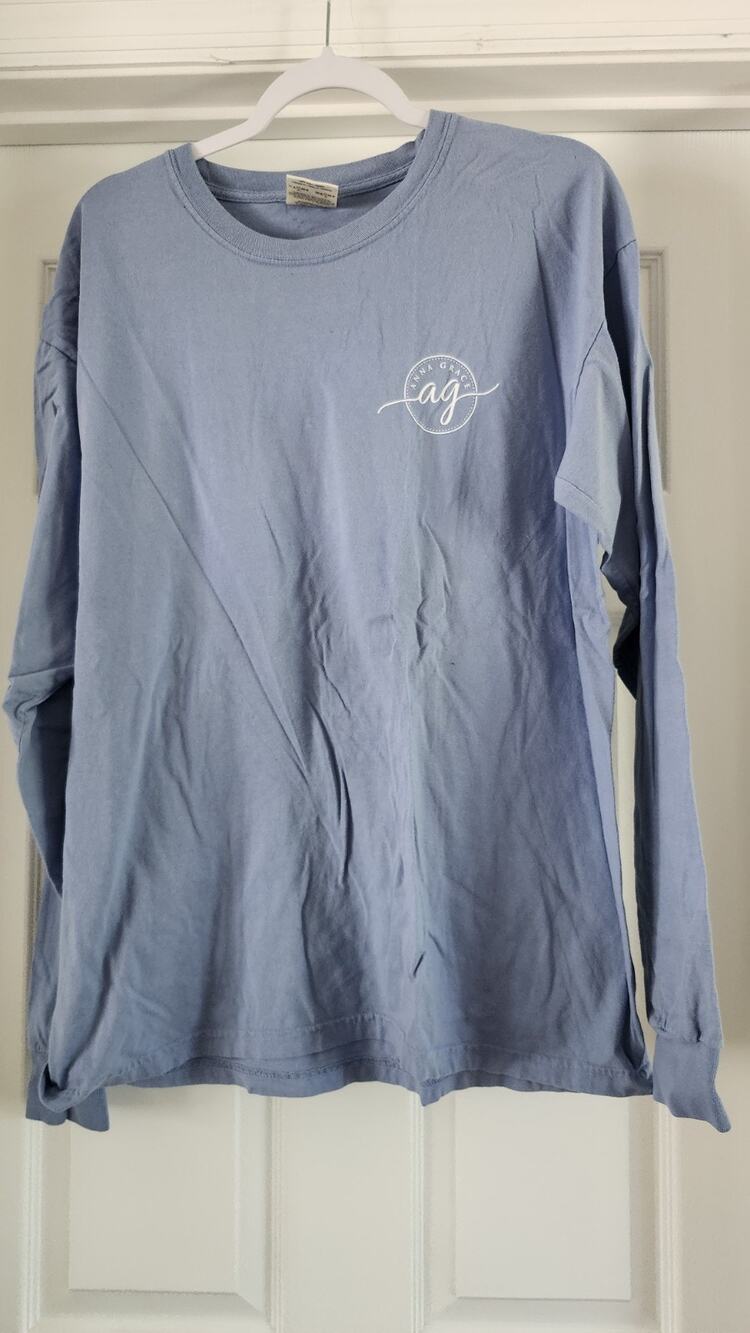 Anna Grace Comfort Colors Long Sleeve L Blue Every Brunette Needs A Blonde #599